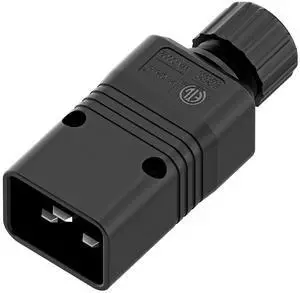IEC 320 C20 Plug, 20A/125V, (ETL Verified) 16A/250V UPS/PDU Replacement Cord End Plugs, EN60320 C20 Male Connector, Black IEC 320 C20 Plug, 20A/125V, (ETL Verified) 16A/250V UPS/PDU Replacement Cord End Plugs, EN60320 C20 Male Connector, Black