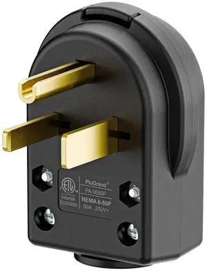 NEMA 6-50P Plug,6-50P 50A/250V Welder Male Plugs, (ETL Certified) 50Amp 250Volt Cord End Connector for Welders & Driers, Heavy Duty Welder 3-Prong, Black NEMA 6-50P Plug,6-50P 50A/250V Welder Male Plugs, (ETL Certified) 50Amp 250Volt Cord End Connector for Welders & Driers, Heavy Duty Welder 3-Prong, Black