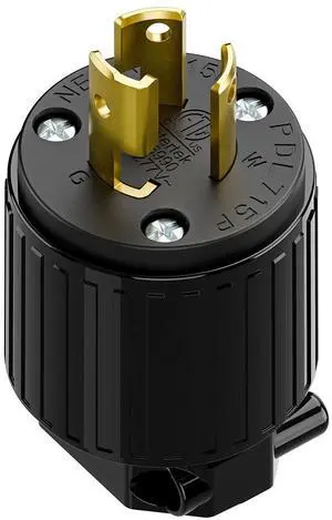NEMA L7-15P Locking Plug, (ETL Listed) Cord End Connector, Twist Lock L7-15 15Amp 277Volt Female AC Connector, Industrial Grade 15A 277V Replacement Plugs PDL715P Black NEMA L7-15P Locking Plug, (ETL Listed) Cord End Connector, Twist Lock L7-15 15Amp 277Volt Female AC Connector, Industrial Grade 15A 277V Replacement Plugs PDL715P Black
