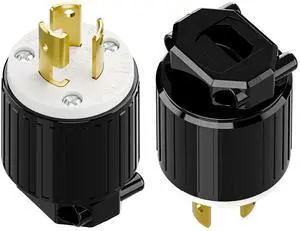 (2PACK) NEMA L7-15P Locking Plug, (ETL Listed) Cord End Connector, Twist Lock L7-15 15Amp 277Volt Female AC Connector, Industrial Grade 15A 277V Replacement Plugs PDL715P Black/White (2PACK) NEMA L7-15P Locking Plug, (ETL Listed) Cord End Connector, Twist Lock L7-15 15Amp 277Volt Female AC Connector, Industrial Grade 15A 277V Replacement Plugs PDL715P Black/White