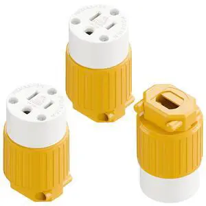 (3PACK) Nema 5-15R/5-15C Female Socket, Plugrand ETL Listed 15A 125V Plug | 15A Straight DIY Receptacle, USA Canada 3-Prong Connector, 15A Household AC Industrial Grade Cord End Socket Yellow (3PACK) Nema 5-15R/5-15C Female Socket, Plugrand ETL Listed 15A 125V Plug | 15A Straight DIY Receptacle, USA Canada 3-Prong Connector, 15A Household AC Industrial Grade Cord End Socket Yellow