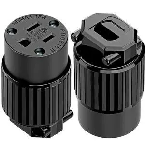 (2PACK) Nema 5-15R/5-15C Female Socket, Plugrand ETL Listed 15AMP/125VOLT | 15A Straight DIY Receptacle, USA Canada 3-Prong Connector, 15A Household AC Industrial Grade Cord End Socket Full Black (2PACK) Nema 5-15R/5-15C Female Socket, Plugrand ETL Listed 15AMP/125VOLT | 15A Straight DIY Receptacle, USA Canada 3-Prong Connector, 15A Household AC Industrial Grade Cord End Socket Full Black
