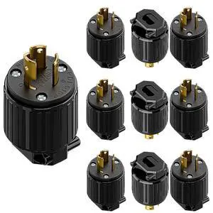 10Pack NEMA L5-15P Locking Plug, Twist Lock Male 15Amp 125Volt Generator Plugs, Industrial Grade Lock in Male 15A/125V Connector, ETL Listed Heavy Duty Plug for Generators Black Color 10Pack NEMA L5-15P Locking Plug, Twist Lock Male 15Amp 125Volt Generator Plugs, Industrial Grade Lock in Male 15A/125V Connector, ETL Listed Heavy Duty Plug for Generators Black Color