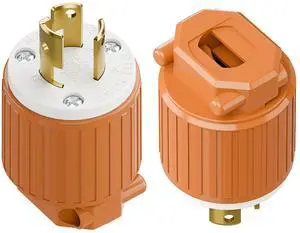 (2PACK) NEMA L5-15P Locking Plug, Twist Lock Male 15Amp 125Volt Generator Plugs, Industrial Grade Lock in Male 15A/125V Connector, ETL Listed Heavy Duty Plug for Generators Orange Color (2PACK) NEMA L5-15P Locking Plug, Twist Lock Male 15Amp 125Volt Generator Plugs, Industrial Grade Lock in Male 15A/125V Connector, ETL Listed Heavy Duty Plug for Generators Orange Color