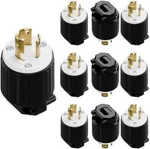 10Pack NEMA L5-15P Locking Plug, Twist Lock Male 15Amp 125Volt Generator Plugs, Industrial Grade Lock in Male 15A/125V Connector, ETL Listed Heavy Duty Plug for Generators Black/White Color 10Pack NEMA L5-15P Locking Plug, Twist Lock Male 15Amp 125Volt Generator Plugs, Industrial Grade Lock in Male 15A/125V Connector, ETL Listed Heavy Duty Plug for Generators Black/White Color