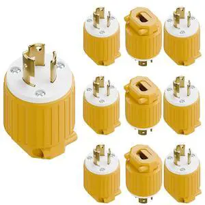 10PACK NEMA L5-15P Locking Plug, Twist Lock Male 15A 125V Generator Plugs | Industrial Grade Lock in Male 15A/125V Connector, ETL Listed Heavy Duty Plug for Generators, Yellow 10PACK NEMA L5-15P Locking Plug, Twist Lock Male 15A 125V Generator Plugs | Industrial Grade Lock in Male 15A/125V Connector, ETL Listed Heavy Duty Plug for Generators, Yellow
