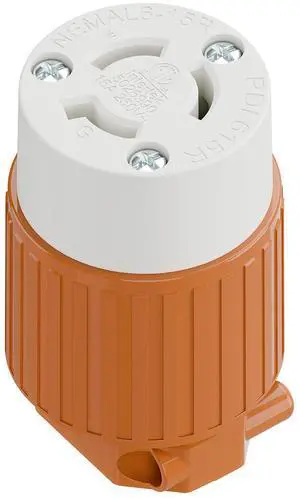 NEMA L6-15R Locking Plug, (ETL Listed) Cord End Connector, Twist Lock L6-15 15Amp 250Volt Female AC Connector, Industrial Grade 15A 250V Replacement Socket PDL615R Orange NEMA L6-15R Locking Plug, (ETL Listed) Cord End Connector, Twist Lock L6-15 15Amp 250Volt Female AC Connector, Industrial Grade 15A 250V Replacement Socket PDL615R Orange