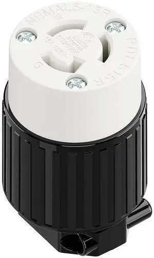 NEMA L5-15R Locking Connector, Twist Lock Female 15Amp 125Volt Generator Socket, Industrial Grade Lock in Female 15A/125V Receptacle, ETL Listed Heavy Duty Socket for Generators Black/White Color NEMA L5-15R Locking Connector, Twist Lock Female 15Amp 125Volt Generator Socket, Industrial Grade Lock in Female 15A/125V Receptacle, ETL Listed Heavy Duty Socket for Generators Black/White Color