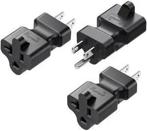 3PACK Plugrand 15 Amp Household AC Plug to 20 Amp T Blade Power Adapter | Nema 5-15P to 5-15R/5-20R 20 Amp Comb AC Adapter, 15 Amp to 20 Amp Plug Adapter Converter, Black 3PACK Plugrand 15 Amp Household AC Plug to 20 Amp T Blade Power Adapter | Nema 5-15P to 5-15R/5-20R 20 Amp Comb AC Adapter, 15 Amp to 20 Amp Plug Adapter Converter, Black
