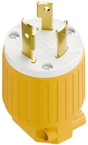NEMA L7-30P Locking Plug, (ETL Listed) Cord End Connector, Twist Lock L7-30P 30Amp 277Volt Male AC Connector, Industrial Grade 30A 277V Replacement Plugs PDL730P Yellow NEMA L7-30P Locking Plug, (ETL Listed) Cord End Connector, Twist Lock L7-30P 30Amp 277Volt Male AC Connector, Industrial Grade 30A 277V Replacement Plugs PDL730P Yellow