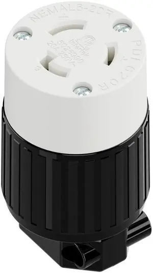 NEMA L6-20R Locking Plug Receptacle, (ETL Listed) Twist Lock L6-20 20Amp 250Volt Female AC Connector, Industrial Grade Female Plugs 20A/250V, Heavy Duty Replacement Plug Outlet PDL620R Black/White NEMA L6-20R Locking Plug Receptacle, (ETL Listed) Twist Lock L6-20 20Amp 250Volt Female AC Connector, Industrial Grade Female Plugs 20A/250V, Heavy Duty Replacement Plug Outlet PDL620R Black/White