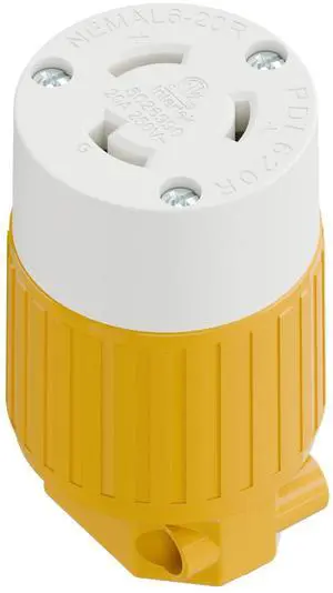 NEMA L6-20R Locking Plug Receptacle, (ETL Listed) Twist Lock L6-20 20Amp 250Volt Female AC Connector, Industrial Grade Female Plugs 20A/250V, Replacement Plug Outlet PDL620R Yellow NEMA L6-20R Locking Plug Receptacle, (ETL Listed) Twist Lock L6-20 20Amp 250Volt Female AC Connector, Industrial Grade Female Plugs 20A/250V, Replacement Plug Outlet PDL620R Yellow