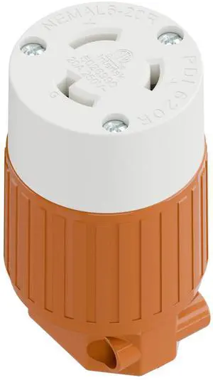 NEMA L6-20R Locking Plug Receptacle, (ETL Listed) Twist Lock L6-20 20Amp 250Volt Female AC Connector, Industrial Grade Female Plugs 20A/250V, Replacement Plug Outlet PDL620R Orange NEMA L6-20R Locking Plug Receptacle, (ETL Listed) Twist Lock L6-20 20Amp 250Volt Female AC Connector, Industrial Grade Female Plugs 20A/250V, Replacement Plug Outlet PDL620R Orange