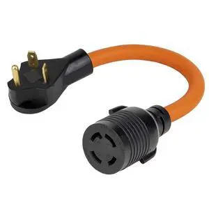1.5FT Nema TT-30P to L14-30R Adapter, 30-Amp RV to L14-30R Generator Transfer Switch Adapter 4-Prong Female Adapter STW 10AWG, 30A RV Generator to 30A 4-Prong Locking Female 1.5FT Nema TT-30P to L14-30R Adapter, 30-Amp RV to L14-30R Generator Transfer Switch Adapter 4-Prong Female Adapter STW 10AWG, 30A RV Generator to 30A 4-Prong Locking Female