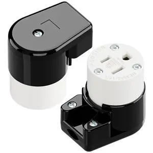 (2PACK) Nema 5-15R/5-15C Female Socket, Right Angle 5-15R Connector ETL Listed 15AMP/125VOLT,15A DIY Receptacle, USA Canada 3-Prong,15A Household AC Industrial Grade Cord End Socket Black/White (2PACK) Nema 5-15R/5-15C Female Socket, Right Angle 5-15R Connector ETL Listed 15AMP/125VOLT,15A DIY Receptacle, USA Canada 3-Prong,15A Household AC Industrial Grade Cord End Socket Black/White