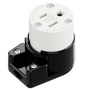 Nema 5-15R/5-15C Female Socket, Right Angle 5-15R Connector ETL Listed 15AMP/125VOLT,15A DIY Receptacle, USA Canada 3-Prong,15A Household AC Industrial Grade Cord End Socket Black/White Nema 5-15R/5-15C Female Socket, Right Angle 5-15R Connector ETL Listed 15AMP/125VOLT,15A DIY Receptacle, USA Canada 3-Prong,15A Household AC Industrial Grade Cord End Socket Black/White