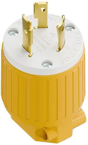 NEMA L7-20P Locking Plug, (ETL Listed) Cord End Connector, Twist Lock L7-20 20Amp 277Volt Male AC Connector, Industrial Grade 20A 277V Replacement Plugs PDL720P Yellow NEMA L7-20P Locking Plug, (ETL Listed) Cord End Connector, Twist Lock L7-20 20Amp 277Volt Male AC Connector, Industrial Grade 20A 277V Replacement Plugs PDL720P Yellow