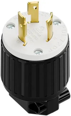 NEMA L7-20P Locking Plug, (ETL Listed) Cord End Connector, Twist Lock L7-20 20Amp 277Volt Male AC Connector, Industrial Grade 20A 277V Replacement Plugs PDL720P Black/White NEMA L7-20P Locking Plug, (ETL Listed) Cord End Connector, Twist Lock L7-20 20Amp 277Volt Male AC Connector, Industrial Grade 20A 277V Replacement Plugs PDL720P Black/White