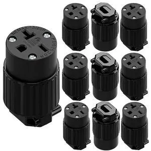 (10PACK) NEMA 6-20R Female Socket,20Amp/250Volt, NEMA 6-15R 15A/250V ETL Listed Heavy Duty 3-Prong Female Straight Blade Connector, 15/20Amp 250V AC Industrial Grade Cord End Socket, Black (10PACK) NEMA 6-20R Female Socket,20Amp/250Volt, NEMA 6-15R 15A/250V ETL Listed Heavy Duty 3-Prong Female Straight Blade Connector, 15/20Amp 250V AC Industrial Grade Cord End Socket, Black