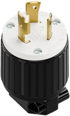 NEMA L5-20P Locking Plug, Twist Lock L5-20 20Amp 125Volt Generator Plugs, Industrial Grade Lock in Male 20A/125V Connector, ETL Listed Heavy Duty Plug for Generators Black/White Color NEMA L5-20P Locking Plug, Twist Lock L5-20 20Amp 125Volt Generator Plugs, Industrial Grade Lock in Male 20A/125V Connector, ETL Listed Heavy Duty Plug for Generators Black/White Color