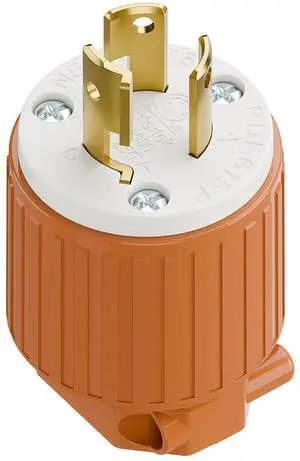 NEMA L6-15P Locking Plug, (ETL Listed) Twist Lock L6-15 15Amp 250Volt Male AC Connector, Industrial Grade 15A 250V Replacement Plugs, T-Shaped Rotated Blade, PDL615P Orange Color NEMA L6-15P Locking Plug, (ETL Listed) Twist Lock L6-15 15Amp 250Volt Male AC Connector, Industrial Grade 15A 250V Replacement Plugs, T-Shaped Rotated Blade, PDL615P Orange Color