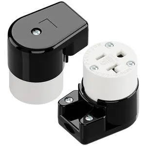 (2PACK) Right Angled NEMA 5-20R Female Socket,20Amp/125Volt, NEMA 5-15R 15A/125V ETL Listed Heavy Duty 3-Prong Straight Blade ,15/20Amp AC Industrial Grade Cord End Socket, Black/White (2PACK) Right Angled NEMA 5-20R Female Socket,20Amp/125Volt, NEMA 5-15R 15A/125V ETL Listed Heavy Duty 3-Prong Straight Blade ,15/20Amp AC Industrial Grade Cord End Socket, Black/White