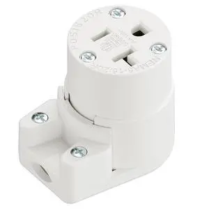 Right Angled NEMA 5-20R Female Socket,20Amp/125Volt, NEMA 5-15R 15A/125V ETL Listed Heavy Duty 3-Prong Female Straight Blade Connector, 15/20Amp AC Industrial Grade Cord End Socket, White Right Angled NEMA 5-20R Female Socket,20Amp/125Volt, NEMA 5-15R 15A/125V ETL Listed Heavy Duty 3-Prong Female Straight Blade Connector, 15/20Amp AC Industrial Grade Cord End Socket, White