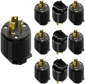 10Pack NEMA L7-15P Locking Plug, (ETL Listed) Cord End Connector, Twist Lock L7-15 15Amp 277Volt Female AC Connector, Industrial Grade 15A 277V Replacement Plugs PDL715P Black 10Pack NEMA L7-15P Locking Plug, (ETL Listed) Cord End Connector, Twist Lock L7-15 15Amp 277Volt Female AC Connector, Industrial Grade 15A 277V Replacement Plugs PDL715P Black