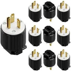 (10PACK) Nema 5-20P 20A 125V Plug, Plugrand ETL Listed Heavy Duty Plug | 20A125Volt USA Canada 3-Prong Male Rewireable Straight Blade Connector, 20Amp AC Industrial Grade Cord End Plug, Black/White (10PACK) Nema 5-20P 20A 125V Plug, Plugrand ETL Listed Heavy Duty Plug | 20A125Volt USA Canada 3-Prong Male Rewireable Straight Blade Connector, 20Amp AC Industrial Grade Cord End Plug, Black/White
