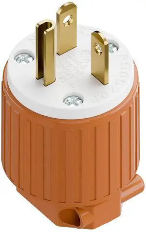 Nema 5-20P 20A 125V Plug, Plugrand ETL Listed 20Amp Industrial Plug | Heavy Duty Rewireable 20A/125Volt USA 3-Prong Male Straight Blade Connector, 20Amp AC Industrial Grade Cord End Plug, Orange Nema 5-20P 20A 125V Plug, Plugrand ETL Listed 20Amp Industrial Plug | Heavy Duty Rewireable 20A/125Volt USA 3-Prong Male Straight Blade Connector, 20Amp AC Industrial Grade Cord End Plug, Orange