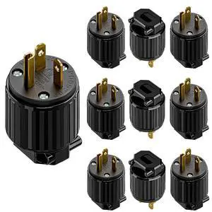 (10PACK) Nema 5-20P 20Ab125V Plug, Plugrand ETL Listed 20Amp Cord End Plug | Heavy Duty Rewireable 20A/125Volt USA Canada 3-Prong Male Straight Blade Connector, 20Amp AC Industrial Grade , Full Black (10PACK) Nema 5-20P 20Ab125V Plug, Plugrand ETL Listed 20Amp Cord End Plug | Heavy Duty Rewireable 20A/125Volt USA Canada 3-Prong Male Straight Blade Connector, 20Amp AC Industrial Grade , Full Black