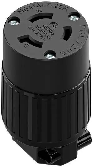 NEMA L7-20R Locking Plug, (ETL Listed) Cord End Connector, Twist Lock L7-20 20Amp 277Volt Female AC Connector, Industrial Grade 20A 277V Replacement Socket PDL720R Black NEMA L7-20R Locking Plug, (ETL Listed) Cord End Connector, Twist Lock L7-20 20Amp 277Volt Female AC Connector, Industrial Grade 20A 277V Replacement Socket PDL720R Black
