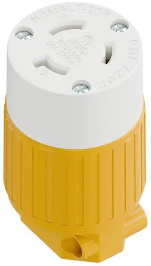 NEMA L7-20R Locking Plug, (ETL Listed) Cord End Connector, Twist Lock L7-20 20Amp 277Volt Female AC Connector, Industrial Grade 20A 277V Replacement Socket PDL720R Yellow NEMA L7-20R Locking Plug, (ETL Listed) Cord End Connector, Twist Lock L7-20 20Amp 277Volt Female AC Connector, Industrial Grade 20A 277V Replacement Socket PDL720R Yellow