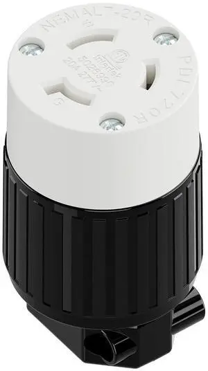 NEMA L7-20R Locking Plug, (ETL Listed) Cord End Connector, Twist Lock L7-20 20Amp 277Volt Female AC Connector, Industrial Grade 20A 277V Replacement Socket PDL720R Black/White NEMA L7-20R Locking Plug, (ETL Listed) Cord End Connector, Twist Lock L7-20 20Amp 277Volt Female AC Connector, Industrial Grade 20A 277V Replacement Socket PDL720R Black/White