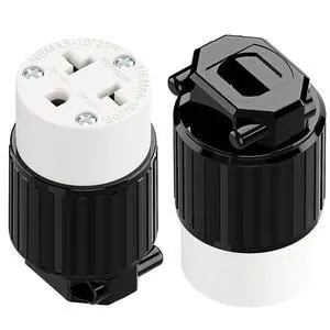 (2PACK) Four-in-One NEMA 5-15R/5-20R/6-15R/6-20R Female Receptacle,15A/20A 125VOLT, 15A/20A 250V NEMA 4-in-1 Connector, Straight Female Socket Black and White (2PACK) Four-in-One NEMA 5-15R/5-20R/6-15R/6-20R Female Receptacle,15A/20A 125VOLT, 15A/20A 250V NEMA 4-in-1 Connector, Straight Female Socket Black and White