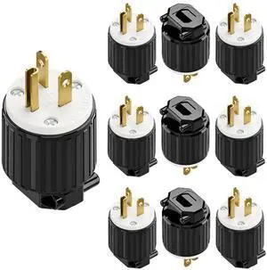 (10PACK) NEMA 6-20P Male Plug, ETL Listed 20AMP/250VOLT,20A Straight DIY Male, USA/Canada 3-Prong Connector, 20A/250V Plug Household AC Industrial Grade Plugs Black/White Color (10PACK) NEMA 6-20P Male Plug, ETL Listed 20AMP/250VOLT,20A Straight DIY Male, USA/Canada 3-Prong Connector, 20A/250V Plug Household AC Industrial Grade Plugs Black/White Color