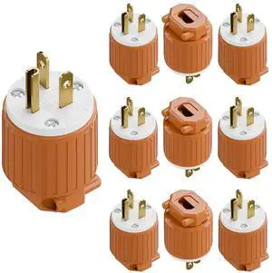 (10PACK) NEMA 6-20P Male Plug, ETL Listed 20AMP/250VOLT,20A Straight DIY Male, USA/Canada 3-Prong Connector, 20A/250V Plug Household AC Industrial Grade Plugs Orange Color (10PACK) NEMA 6-20P Male Plug, ETL Listed 20AMP/250VOLT,20A Straight DIY Male, USA/Canada 3-Prong Connector, 20A/250V Plug Household AC Industrial Grade Plugs Orange Color