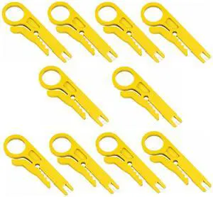 Yankok Mini Stripper/Cutter/Punch Down Tool 10 Pcs Yellow Strip Cut and Punch Down for UTP STP FTP Cables, Network and Telephone Cable, Ethernet Patch Panel Block and 10-30 AWG Gauge Wires Yankok Mini Stripper/Cutter/Punch Down Tool 10 Pcs Yellow Strip Cut and Punch Down for UTP STP FTP Cables, Network and Telephone Cable, Ethernet Patch Panel Block and 10-30 AWG Gauge Wires