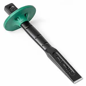 Yankok 8in. Flat Chisel with Hand Guard Green, 0.75in. Cut 7.87in. Handle Chrome Vanadium Alloy Steel, Flat-oval Shape Heavy Duty for Brick Masonry Concrete Hardwood Yankok 8in. Flat Chisel with Hand Guard Green, 0.75in. Cut 7.87in. Handle Chrome Vanadium Alloy Steel, Flat-oval Shape Heavy Duty for Brick Masonry Concrete Hardwood