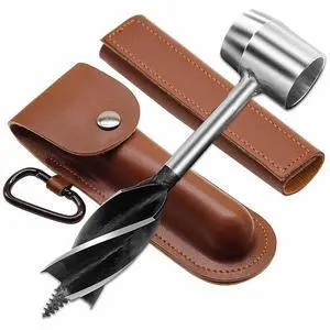 Yankok Hand Auger Wood Drill for Bushcraft Settlers, 1 in. Hole Bit, 6.5in. Length, Manual Wrench Survival Tool with Protective Case in Brown Yankok Hand Auger Wood Drill for Bushcraft Settlers, 1 in. Hole Bit, 6.5in. Length, Manual Wrench Survival Tool with Protective Case in Brown
