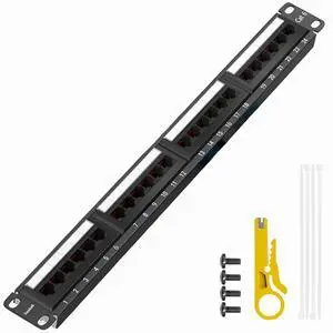 Yankok [CAT6 24 Port Patch Panel Supports Back CAT5/5e Rack/Wall Mount 19in.x1U Unshielded Color-Coded T568A/B Wiring (Come with Mini Punch Down Tool) Yankok [CAT6 24 Port Patch Panel Supports Back CAT5/5e Rack/Wall Mount 19in.x1U Unshielded Color-Coded T568A/B Wiring (Come with Mini Punch Down Tool)