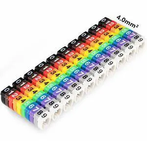 Yankok Clip-On Cable Marker 1.5/2.5/4.0/6.0mm², for 2.0-7.0mm Cables Color Coded Imprint with 0-9 (4.0mm²) Yankok Clip-On Cable Marker 1.5/2.5/4.0/6.0mm², for 2.0-7.0mm Cables Color Coded Imprint with 0-9 (4.0mm²)