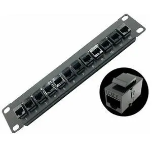Yankok [CAT5 12 Port Feed Through Patch Panel 10in. 1U with Built-in Pass Thru Inline Coupler Supports Back CAT5/5e Rack Wall Mount Unshielded RJ45 Ethernet Yankok [CAT5 12 Port Feed Through Patch Panel 10in. 1U with Built-in Pass Thru Inline Coupler Supports Back CAT5/5e Rack Wall Mount Unshielded RJ45 Ethernet