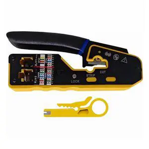 Yankok 6088N RJ45 Pass Through Crimper Crimps CAT5 CAT6 Network Connectors Strip and Cut Ethernet Cable Excess Wire RJ12/11 Crimp Tool Yellow Yankok 6088N RJ45 Pass Through Crimper Crimps CAT5 CAT6 Network Connectors Strip and Cut Ethernet Cable Excess Wire RJ12/11 Crimp Tool Yellow