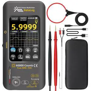 BSIDE 60000 Counts PV Multimeter, Power Measurement with 10000A Flexible AC Clamp Wire, Date Recorder with 3.98" Touch LCD, 1500VDC/1000VAC, Cap Diode Temp Amp Peak Teser for Photovoltaic Solar Panel BSIDE 60000 Counts PV Multimeter, Power Measurement with 10000A Flexible AC Clamp Wire, Date Recorder with 3.98" Touch LCD, 1500VDC/1000VAC, Cap Diode Temp Amp Peak Teser for Photovoltaic Solar Panel