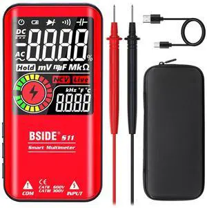 BSIDE Color LCD Digital Multimeter 3 Results Display 9999 Counts Auto-Ranging Ohmmeter, Rechargeable with Smart Mode, Capacitance Ohm Frequency Diode Duty Cycle Live Check Voltage Tester BSIDE Color LCD Digital Multimeter 3 Results Display 9999 Counts Auto-Ranging Ohmmeter, Rechargeable with Smart Mode, Capacitance Ohm Frequency Diode Duty Cycle Live Check Voltage Tester