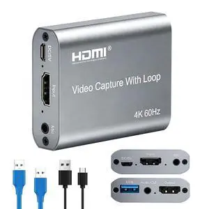USB 3.0 HDMI Capture Card with 4K60 Input and Loop-Out, 1080P60 Ultra-Low Latency Game Capture for Streaming, Plug & Play with Mic/Audio Input, Compatible with PS5/Xbox/Switch/PC/OBS USB 3.0 HDMI Capture Card with 4K60 Input and Loop-Out, 1080P60 Ultra-Low Latency Game Capture for Streaming, Plug & Play with Mic/Audio Input, Compatible with PS5/Xbox/Switch/PC/OBS