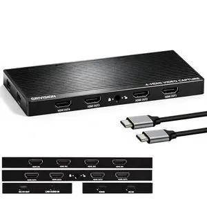 4 Channel HDMI Capture Card with Loop Out - 4K60 Video Capture Card, UVC Plug-and-Play USB 3.2 Type-C, 10Gbps, Pro Audio Input, 100W PD, for Streaming/Gaming/Video Production/PS5/Switch/Xbox 4 Channel HDMI Capture Card with Loop Out - 4K60 Video Capture Card, UVC Plug-and-Play USB 3.2 Type-C, 10Gbps, Pro Audio Input, 100W PD, for Streaming/Gaming/Video Production/PS5/Switch/Xbox