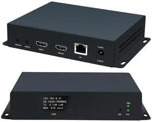 H265&H264/MJPEG HDMI Video Encoder HD 1080P@60HZ (4K Optional) OLED Video Audio Encoders with Loopout Max 4 Channels Streams Output HTTP/SRT/RTMP/RTMPS/RTSP Streaming YouTube Facebook Live H265&H264/MJPEG HDMI Video Encoder HD 1080P@60HZ (4K Optional) OLED Video Audio Encoders with Loopout Max 4 Channels Streams Output HTTP/SRT/RTMP/RTMPS/RTSP Streaming YouTube Facebook Live