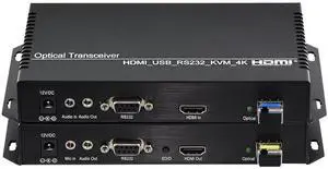 4K*2K HDMI KVM Fiber Optic Extender 10KM with RS232/USB/Audio/MIC/EDID Over Singlemode 1core LC Fiber for Security 4K*2K HDMI KVM Fiber Optic Extender 10KM with RS232/USB/Audio/MIC/EDID Over Singlemode 1core LC Fiber for Security